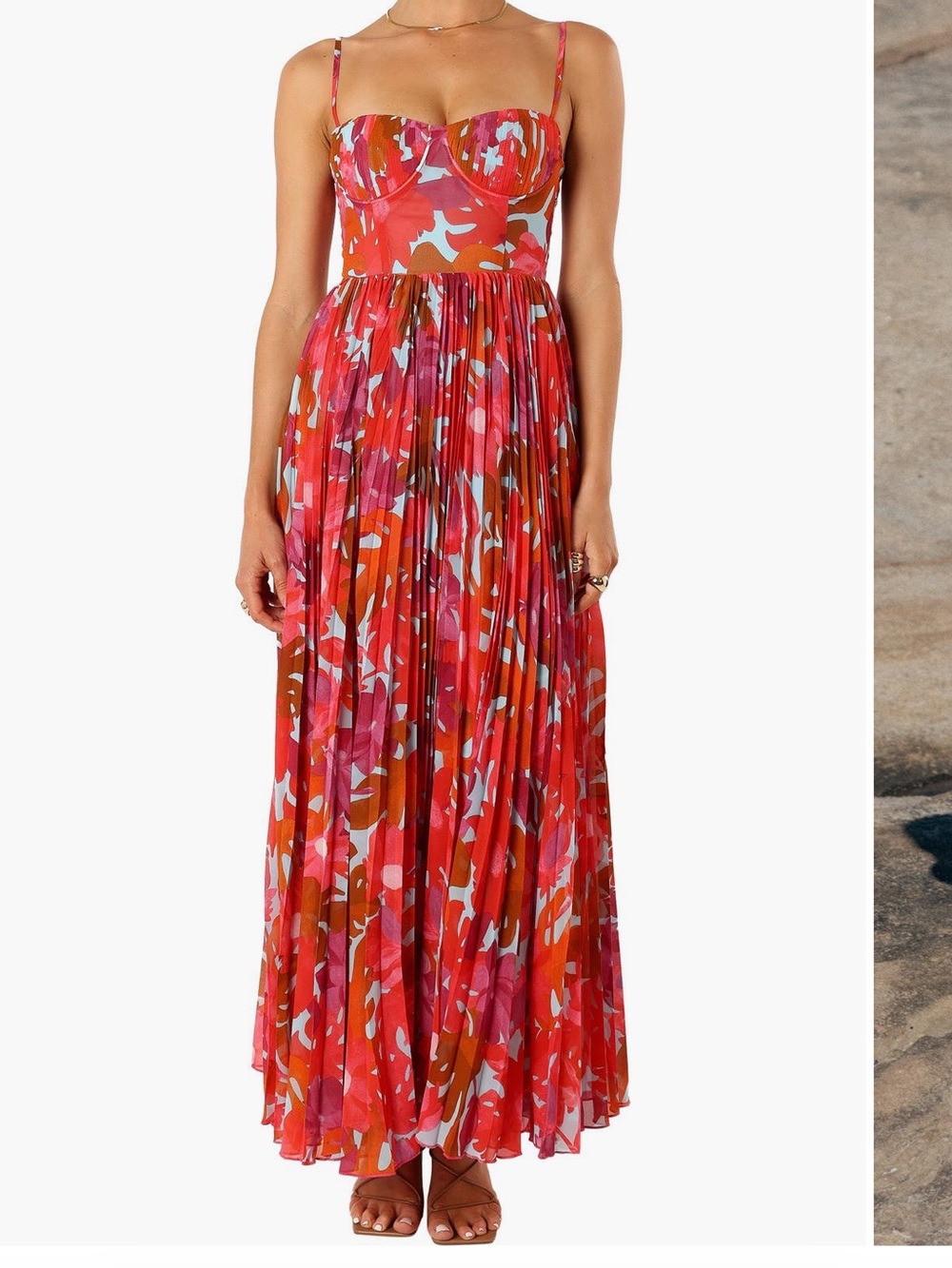 Petal & Pup Achanti Print Pleated Maxi Dress Small